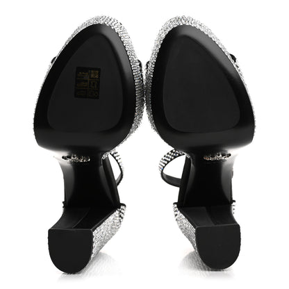 Prada Satin Crystal Triangle Logo 40/135mm Platform Sandals 39 Cristal 6 of 9