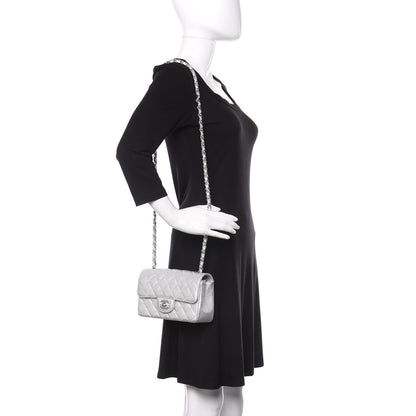 Chanel Metallic Lambskin Quilted Mini Rectangular Flap Silver 2 of 9