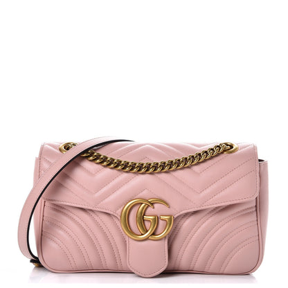 Gucci Calfskin Matelasse Small GG Marmont Shoulder Bag Perfect Pink 1 of 7