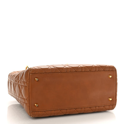 Christian Dior Lambskin Cannage Medium Lady Dior Tan 4 of 12