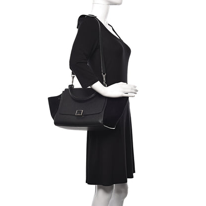 Celine Drummed Calfskin Suede Small Trapeze Black 2 of 9