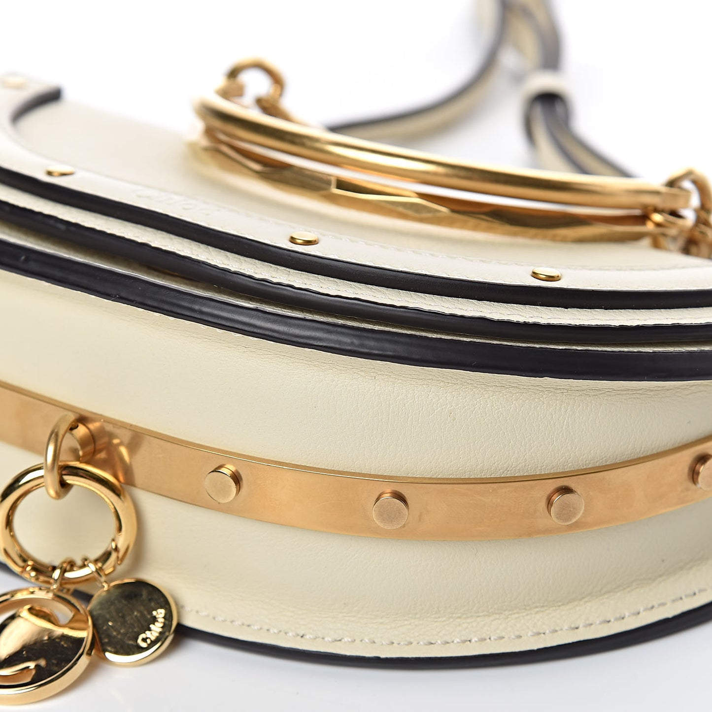 Calfskin Small Nile Bracelet Minaudiere Bag Off White