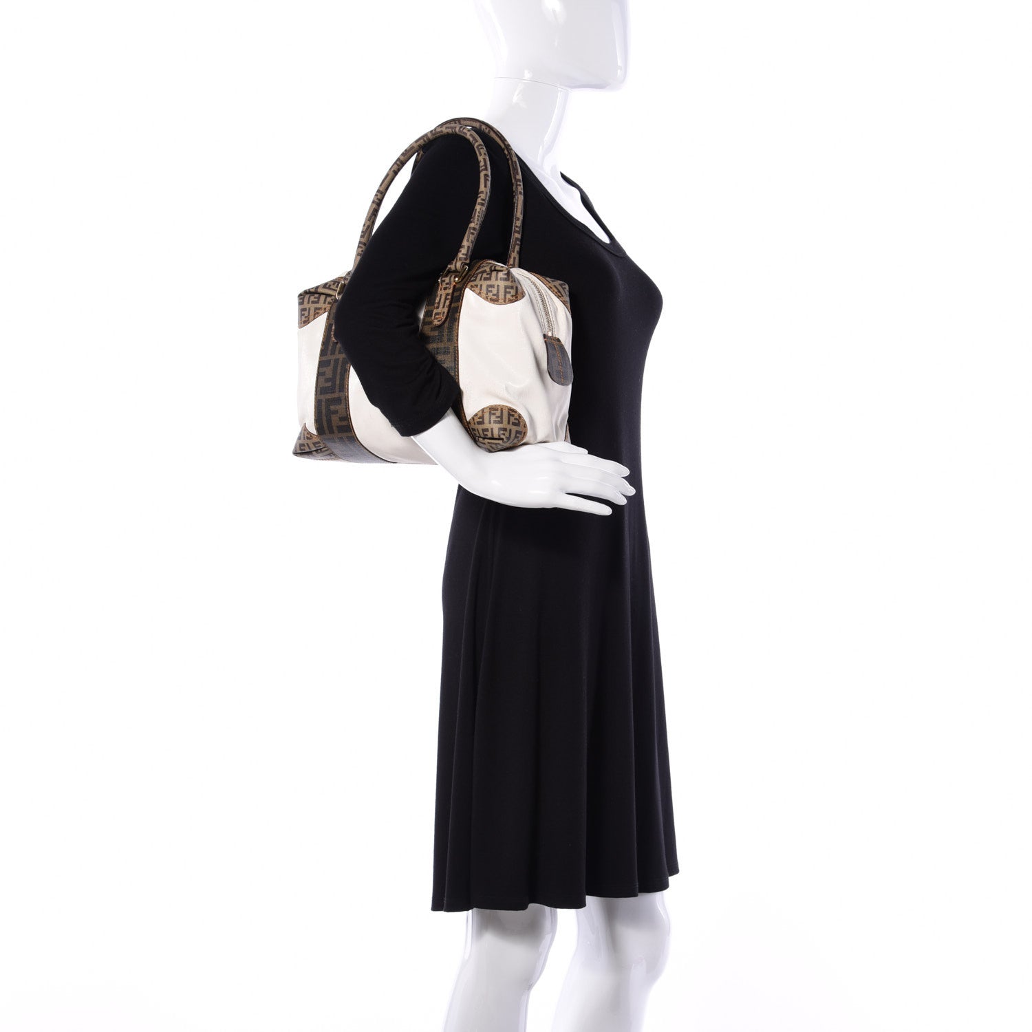 Fendi Canvas Zucca Zucchino Spalmati Mixed Media Small B Mix Tote White 2 of 12