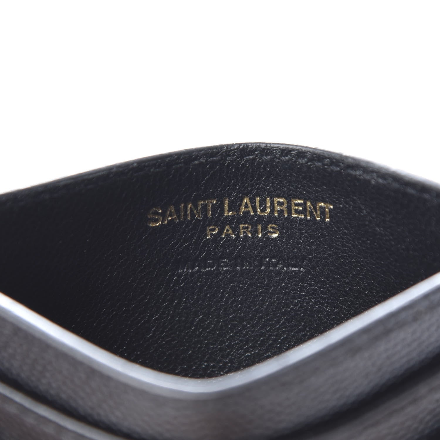 Saint Laurent Grain De Poudre Matelasse Chevron Monogram Credit Card Case Black 6 of 10