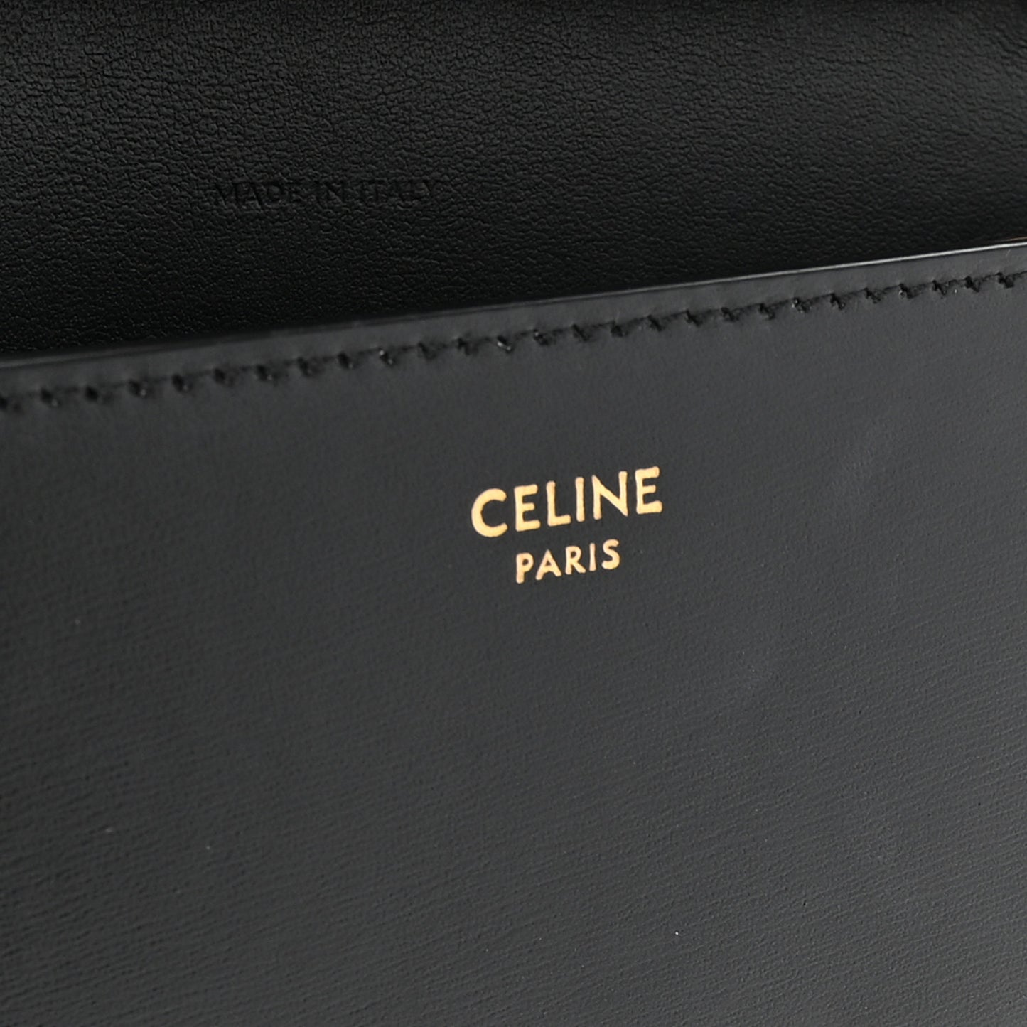 Shiny Calfskin Triomphe Margo Wallet on Chain Black