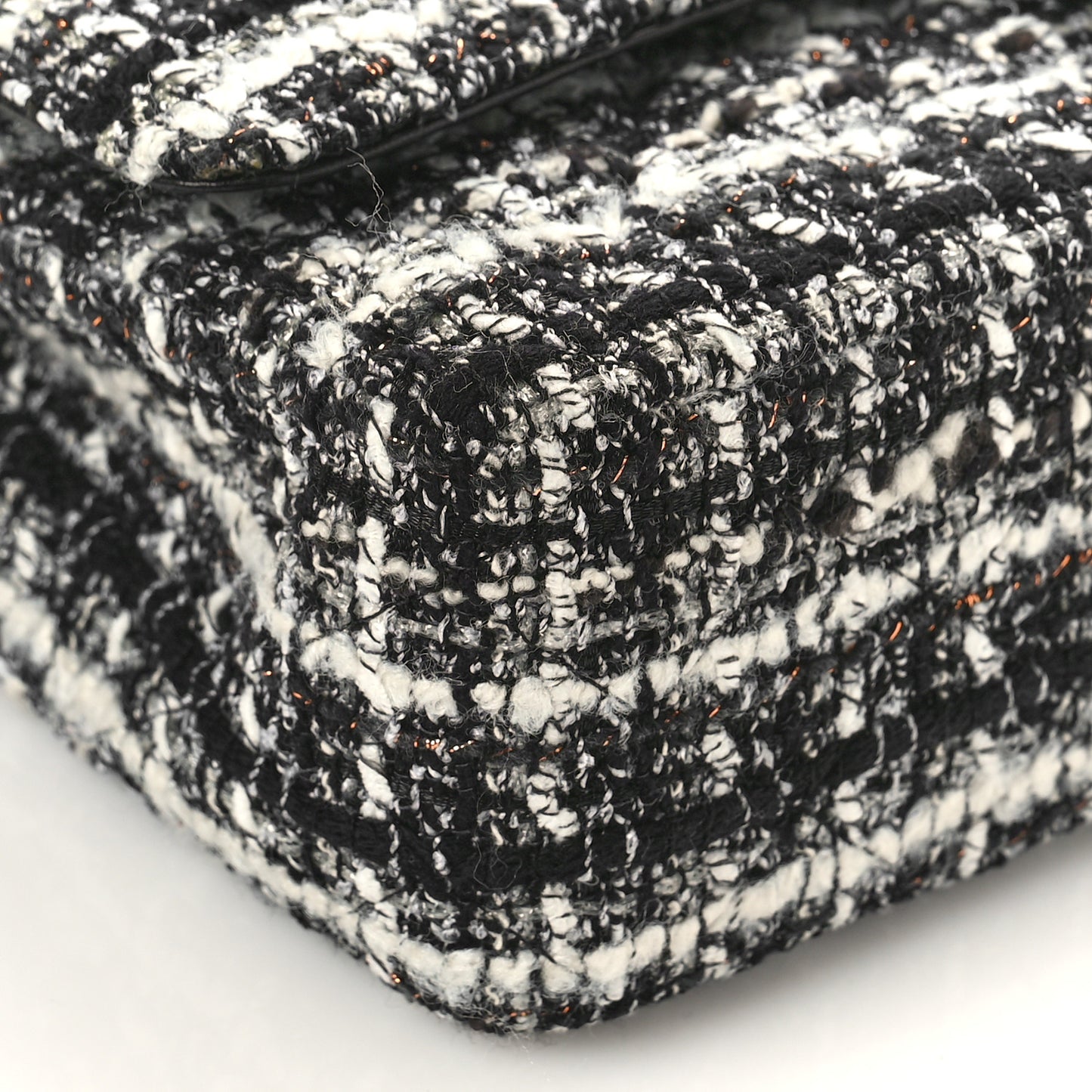 Tweed Quilted Medium Double Flap Black
