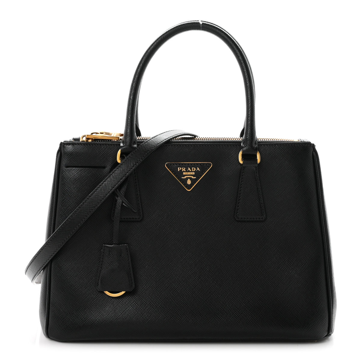 Prada Saffiano Small Galleria Double Zip Tote Black 1 of 10