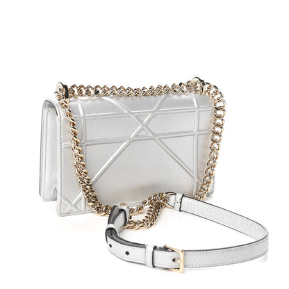 Christian Dior Metallic Grained Calfskin Small Diorama Flap Bag Silver 3 of 9