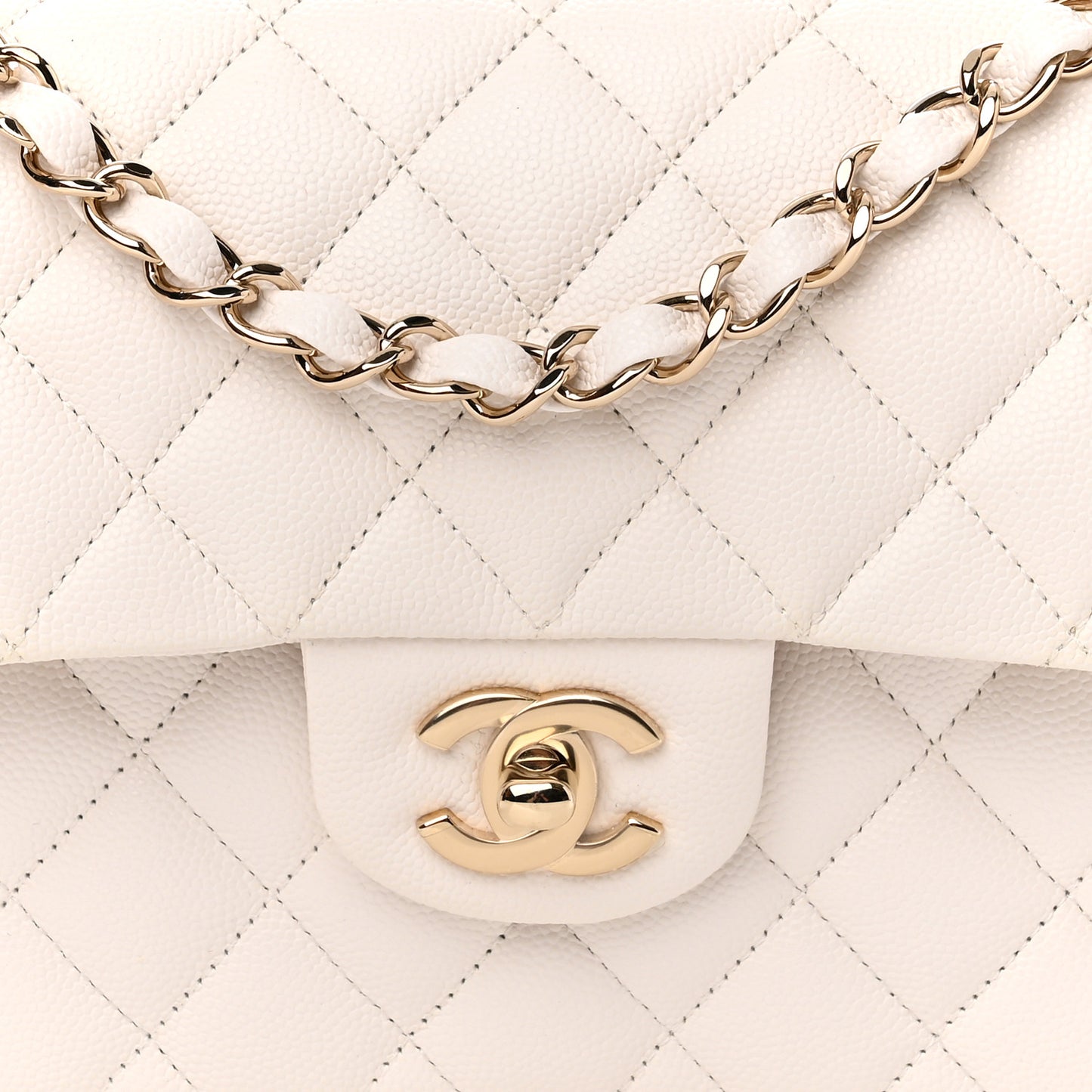 Caviar Quilted Small Double Flap White