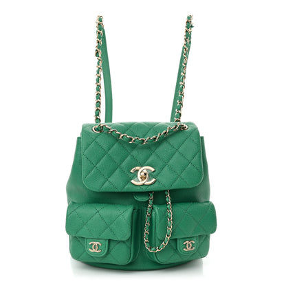 Chanel Caviar Quilted Medium Duma Pockets Drawstring Backpack Green 1 of 10