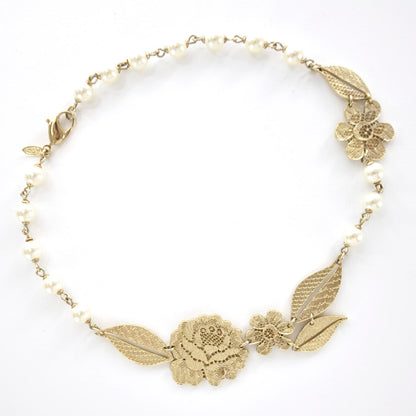 Chanel Gold Camellia Pearl Necklace 1 of 5