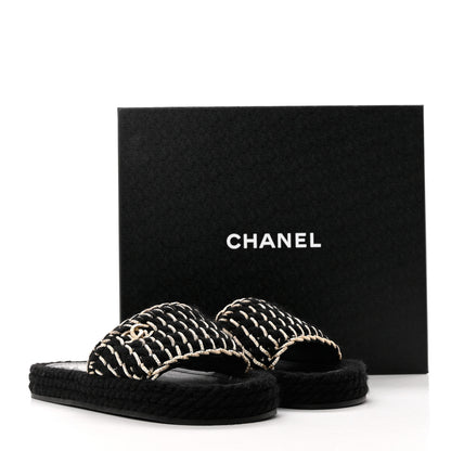 Chanel Braided Knit CC Mules 40 Black Gold 9 of 9