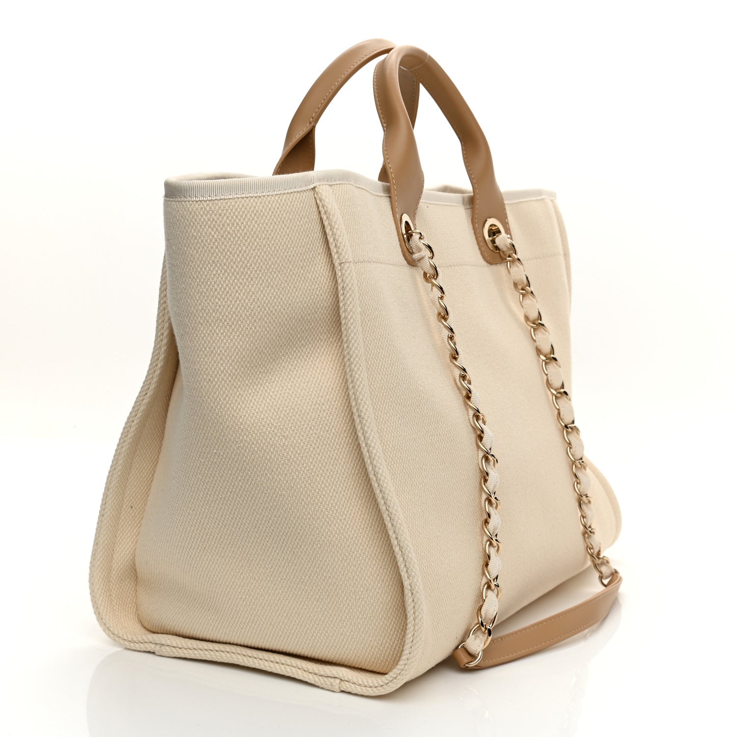 Canvas Pearl Medium Deauville Tote Ecru Beige