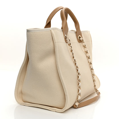 Chanel Canvas Pearl Medium Deauville Tote Ecru Beige 3 of 10