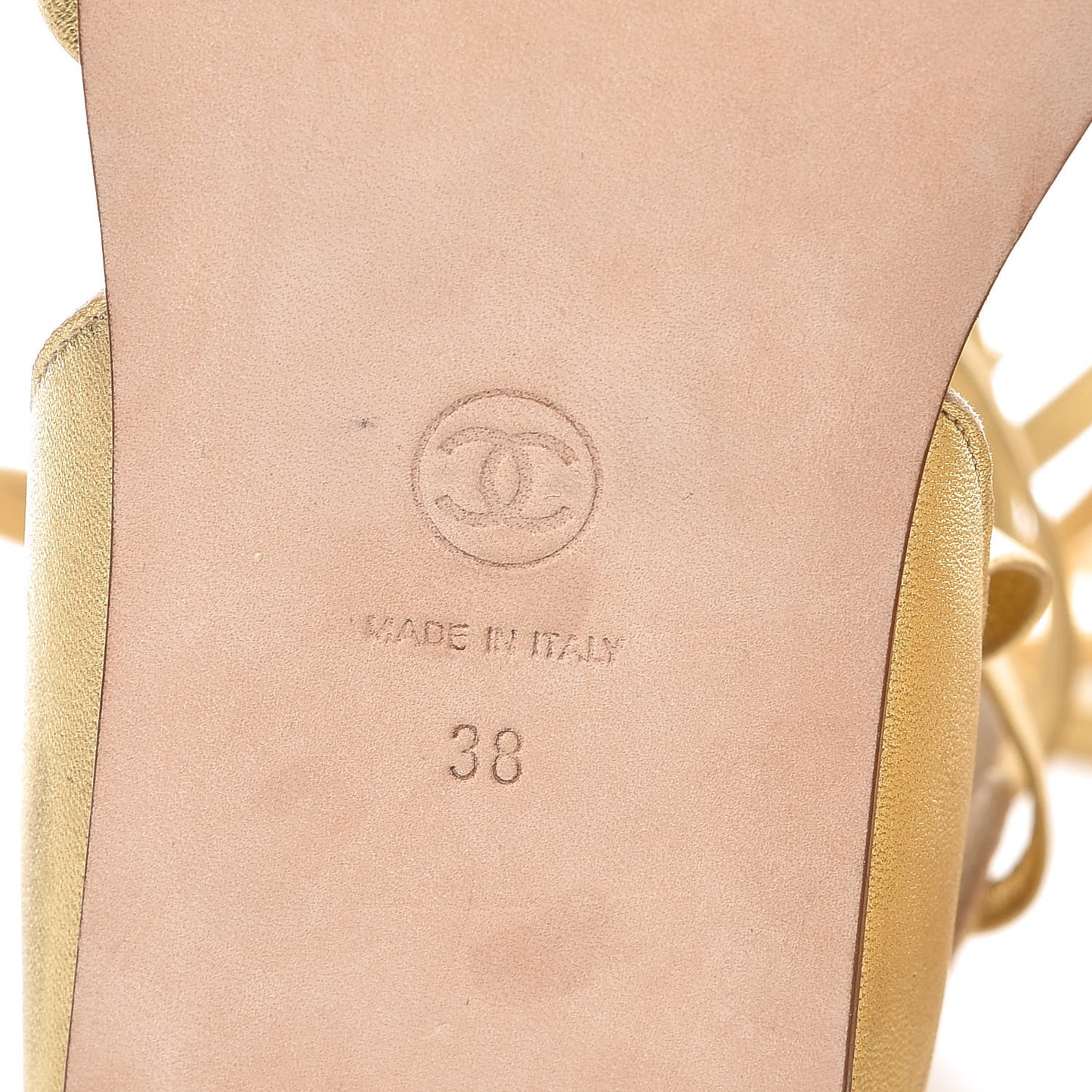 Metallic Lambskin Gladiator Sandals 38 Gold