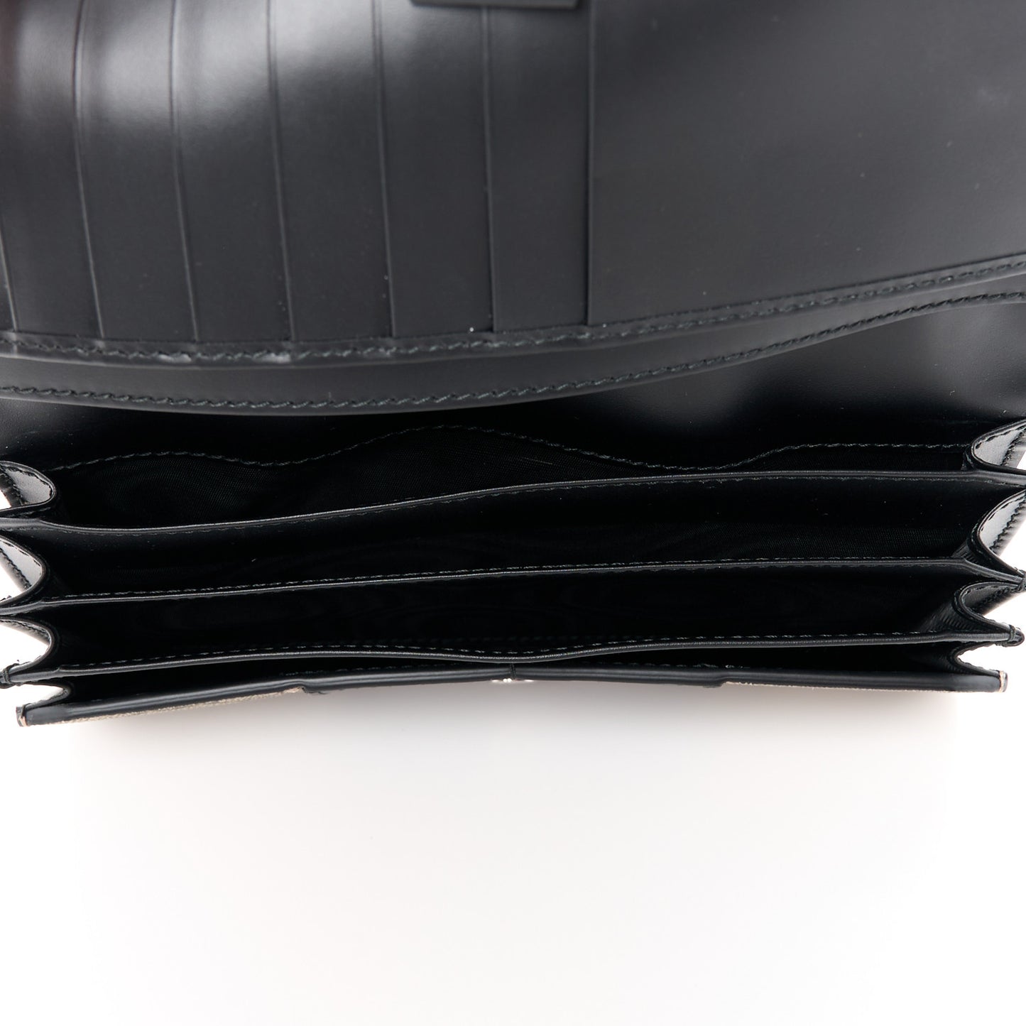 GG Supreme Monogram Selleria Calfskin Flap Wallet Beige Ebony Black