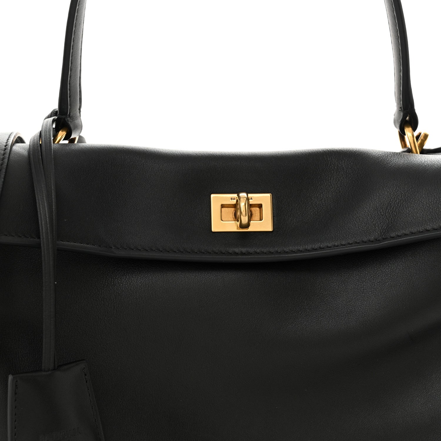 Balenciaga Natural Smooth Calfskin Small Rodeo Top Handle Handbag Black 7 of 9