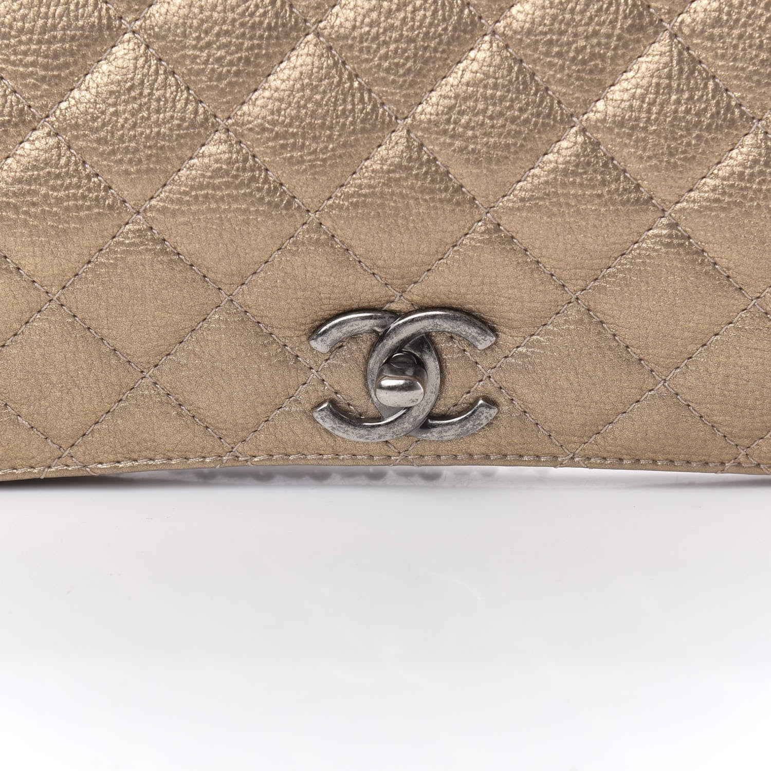 Chanel Metallic Calfskin Quilted Flap Clutch Light Bronze 12 of 13