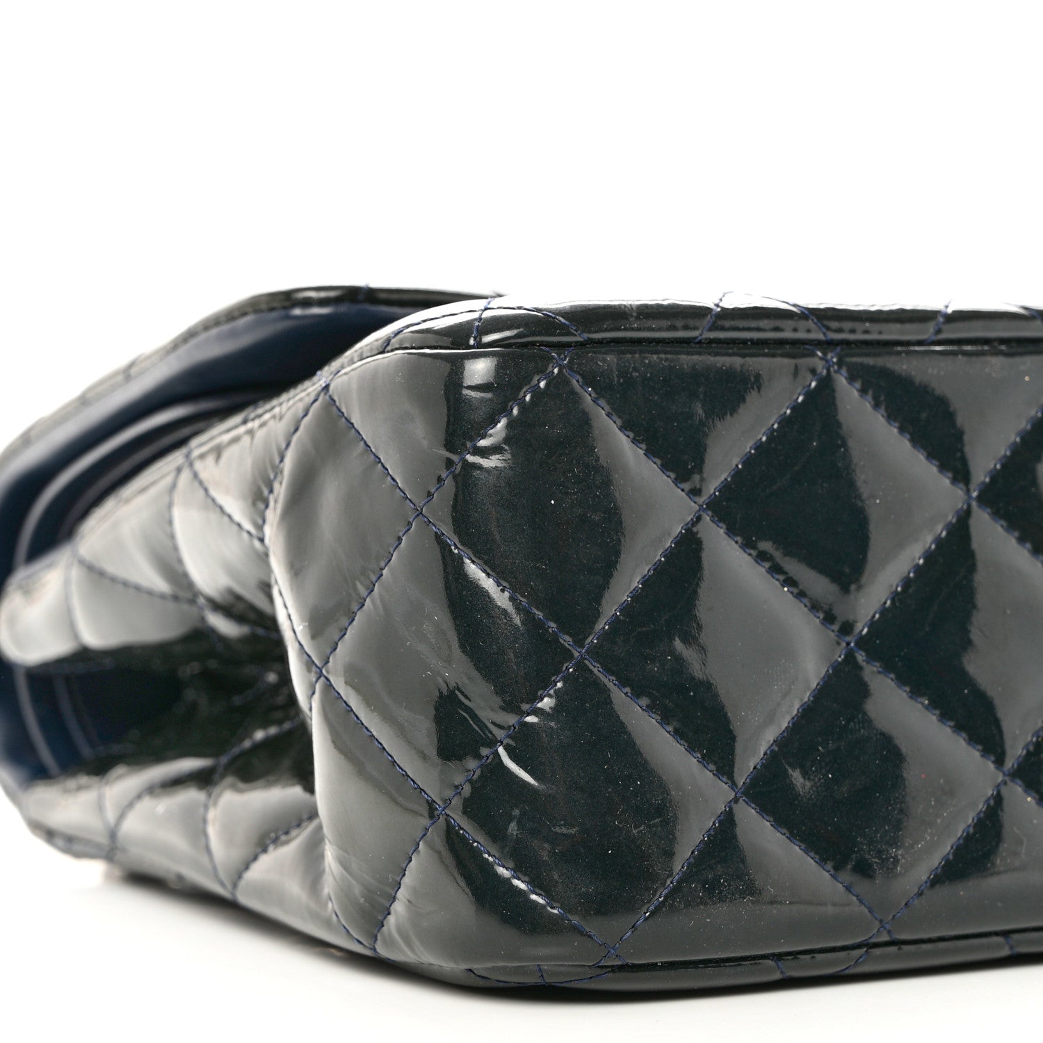 Chanel Patent Quilted Jumbo Double Flap Navy Blue 8 of 10