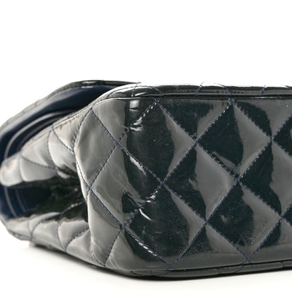 Chanel Patent Quilted Jumbo Double Flap Navy Blue 8 of 10