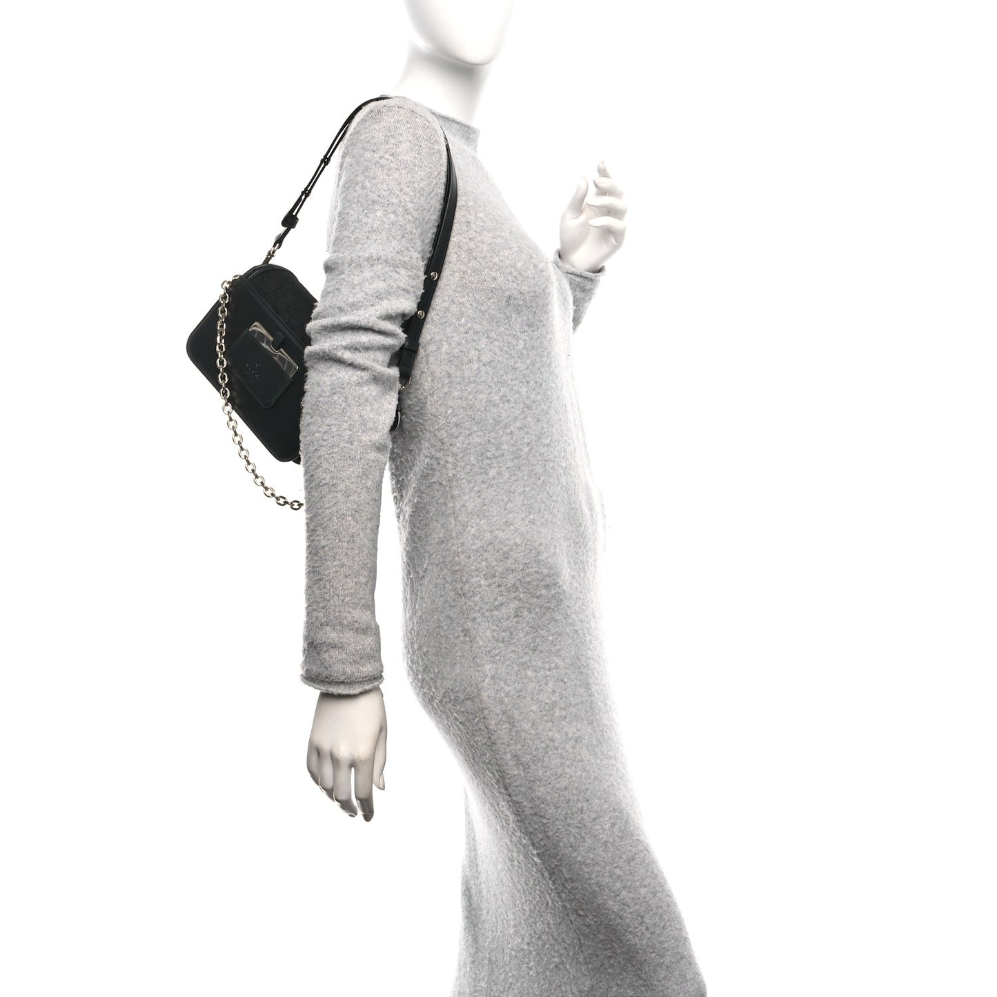 Crepe Wool Silk GG Monogram Go Small Shoulder Bag Black