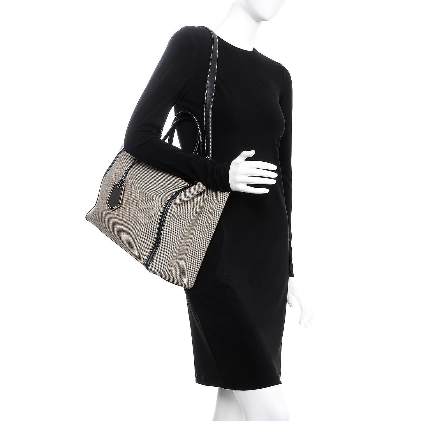 Canvas Vitello Regular 2Jours Tote Bianco Black
