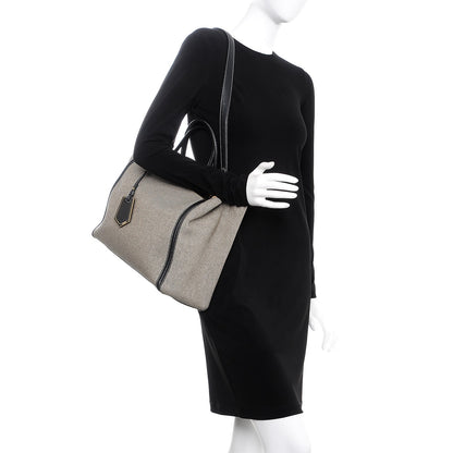 Fendi Canvas Vitello Regular 2Jours Tote Bianco Black 2 of 11