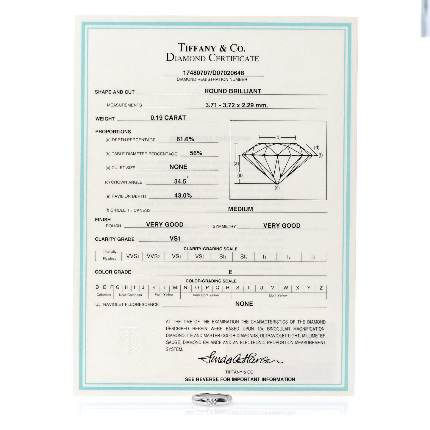 Platinum Diamond .19ct Etoile Solitaire Ring 53 6.25