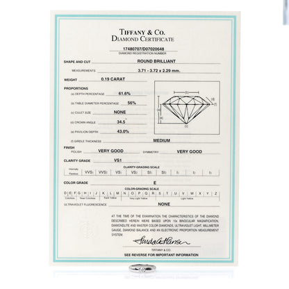 Tiffany Platinum Diamond .19ct Etoile Solitaire Ring 53 6.25 6 of 6