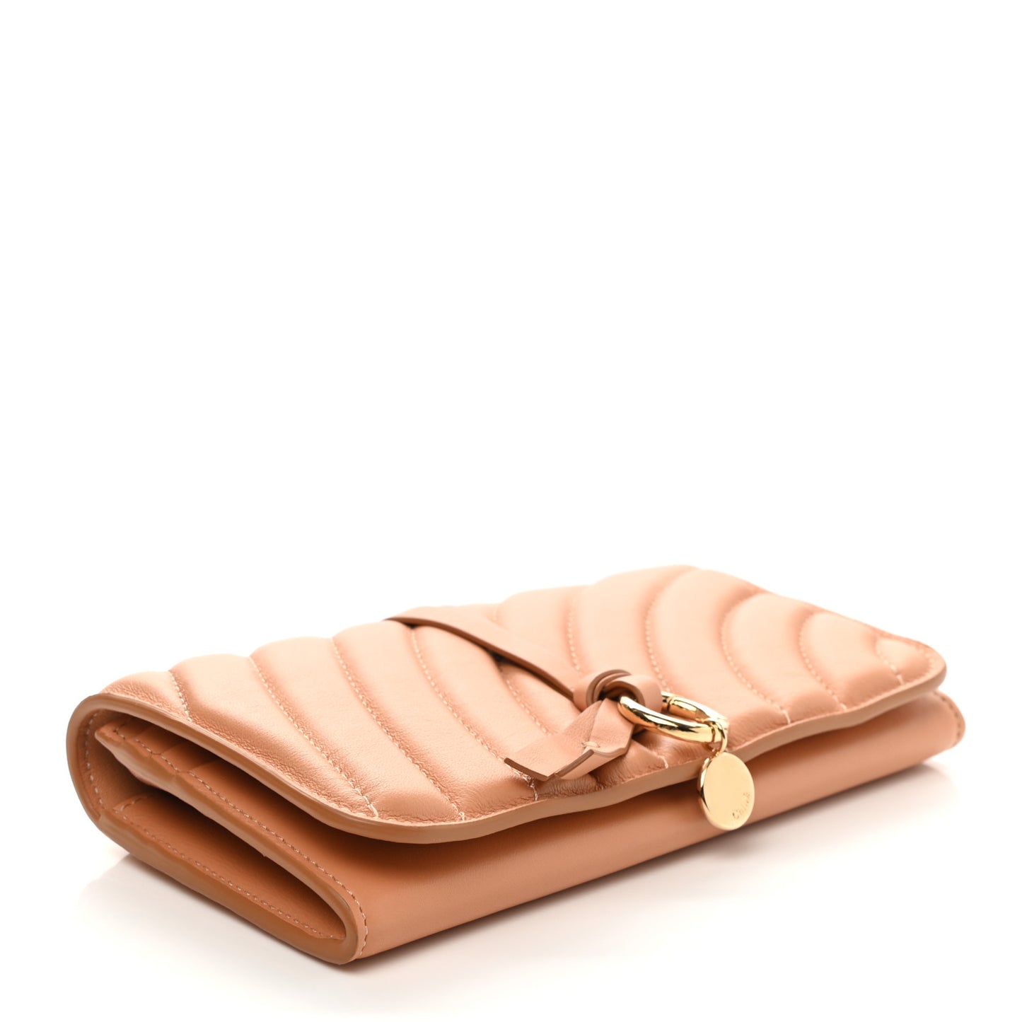 Calfskin Quilted Alphabet Long Wallet Blushy Pink