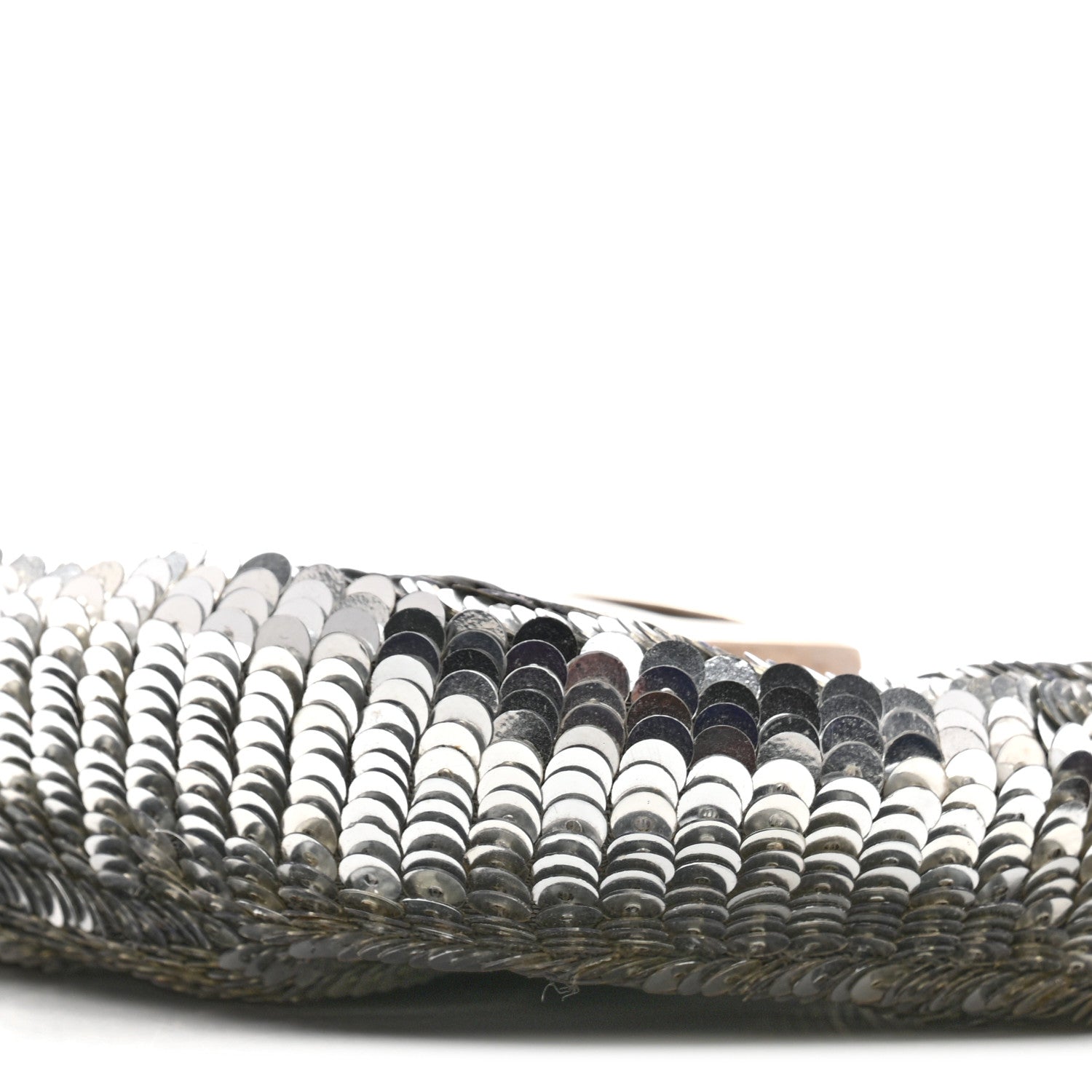 Fendi Sequin Paillettes Mini Half Moon Baguette Silver 10 of 15