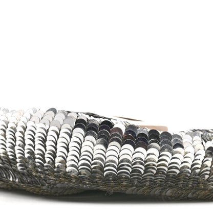 Fendi Sequin Paillettes Mini Half Moon Baguette Silver 10 of 15