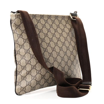 Gucci GG Supreme Monogram Selleria Calfskin Small Flat Side Zip Messenger Bag Beige Ebony Cocoa Dark Chocolate 3 of 12