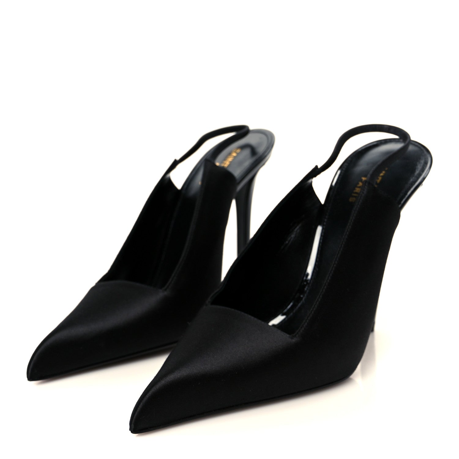 Saint Laurent Raso Regale Raven 110 Slingback Pumps 38 Black 4 of 9