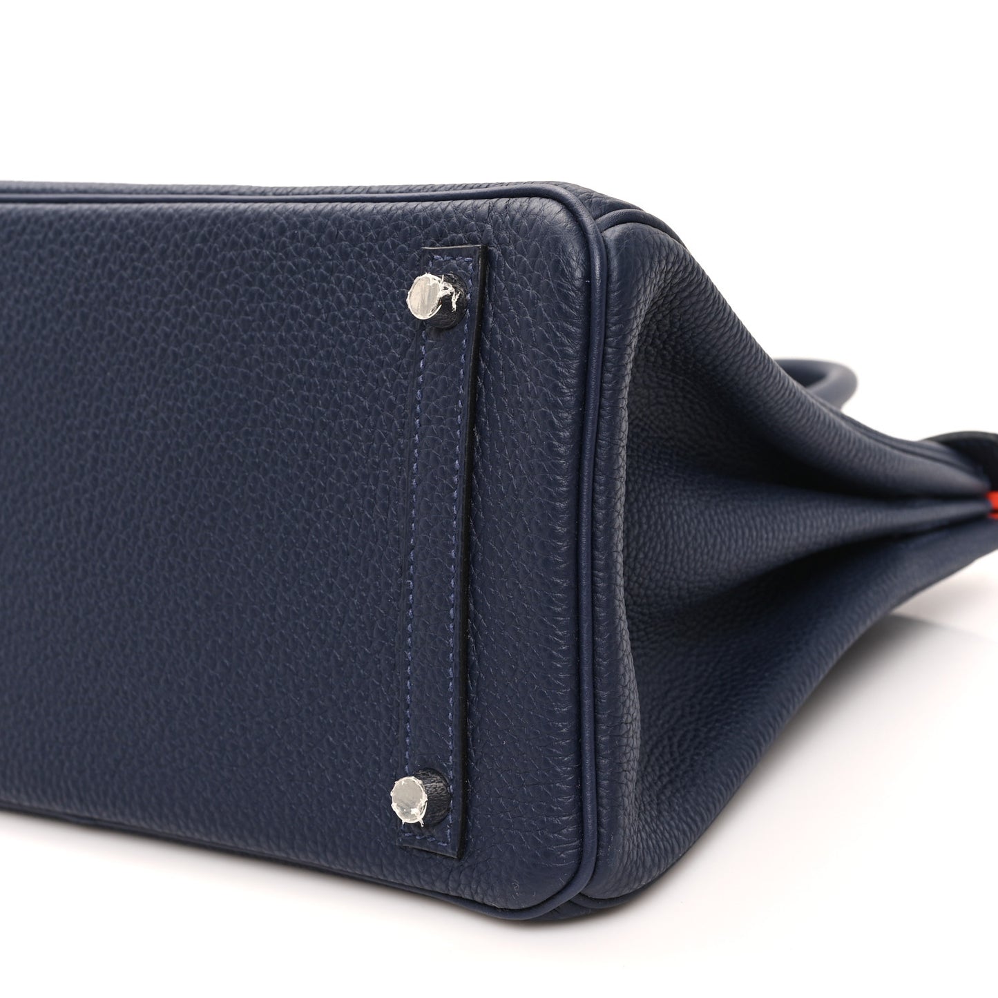 Togo Birkin Verso 30 Bleu Nuit Orange Poppy