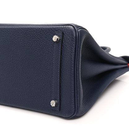 Hermes Togo Birkin Verso 30 Bleu Nuit Orange Poppy 10 of 12