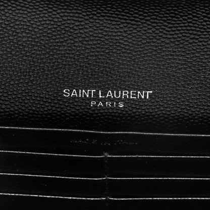 Saint Laurent Grain De Poudre Matelasse Chevron Monogram Flap Wallet Black 6 of 6
