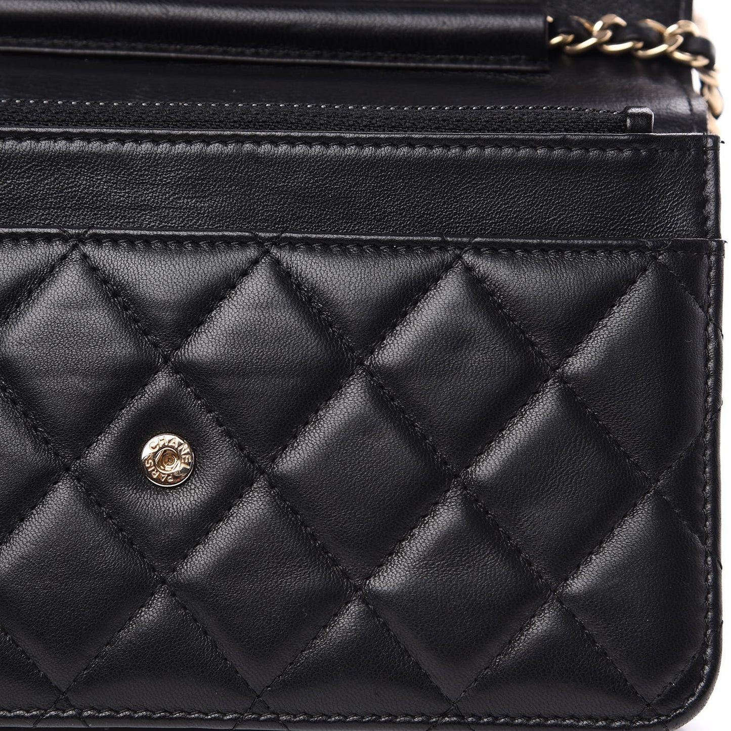 Lambskin Quilted Wallet On Chain WOC Black