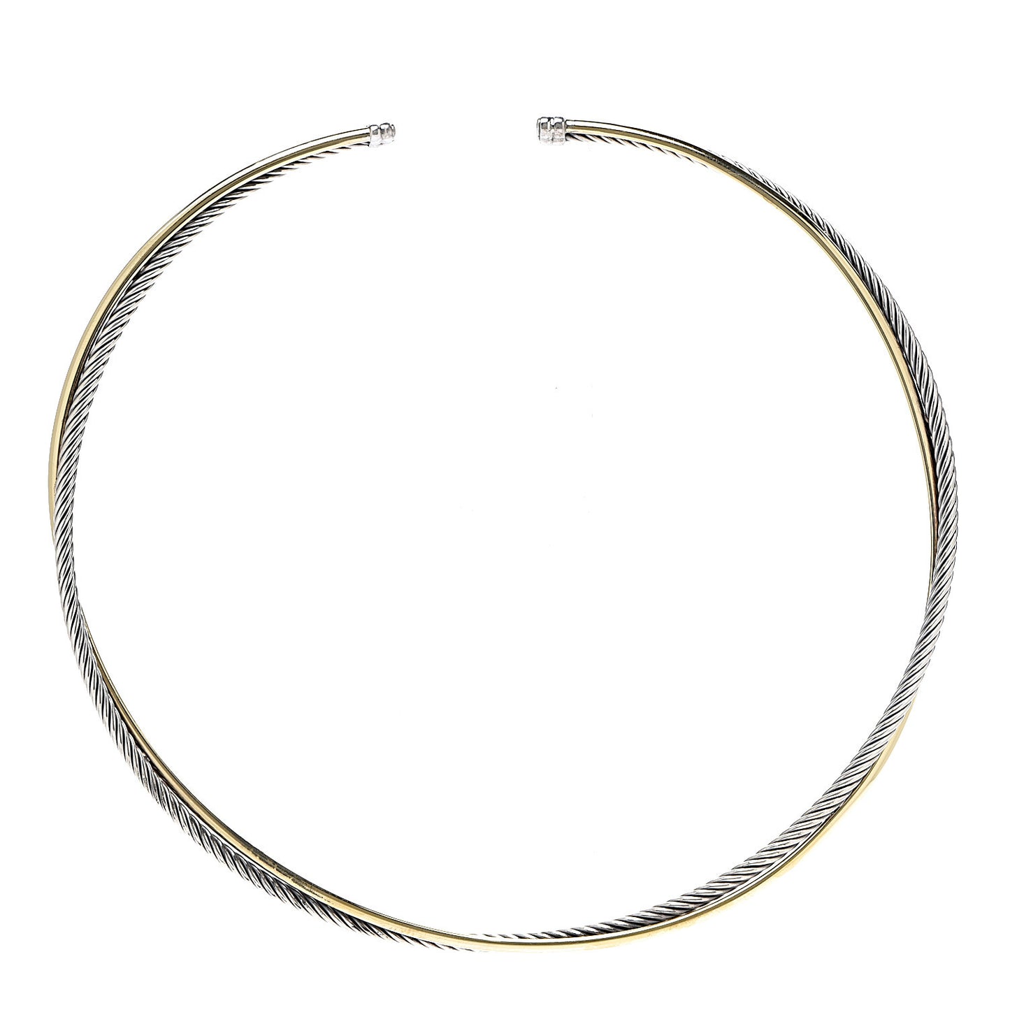 Sterling Silver 18K Yellow Gold 4mm Crossover Cable Choker Necklace