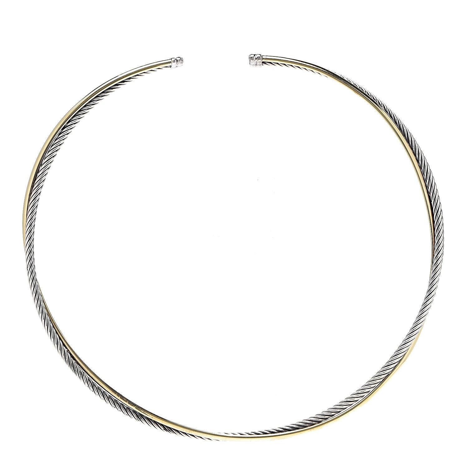 David Yurman Sterling Silver 18K Yellow Gold 4mm Crossover Cable Choker Necklace 1 of 4