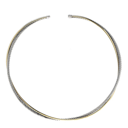 David Yurman Sterling Silver 18K Yellow Gold 4mm Crossover Cable Choker Necklace 1 of 4