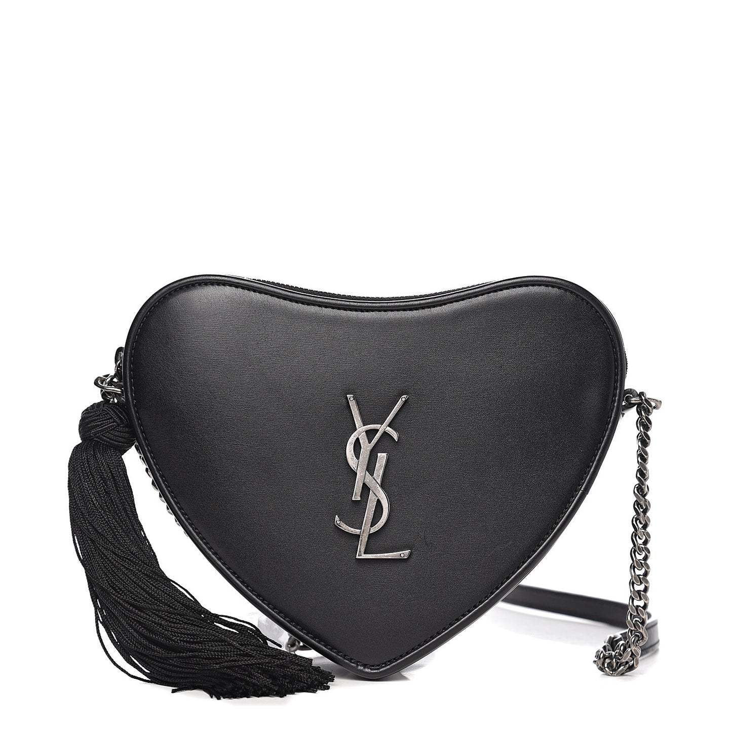 Calfskin Heart Monogram Crossbody Black