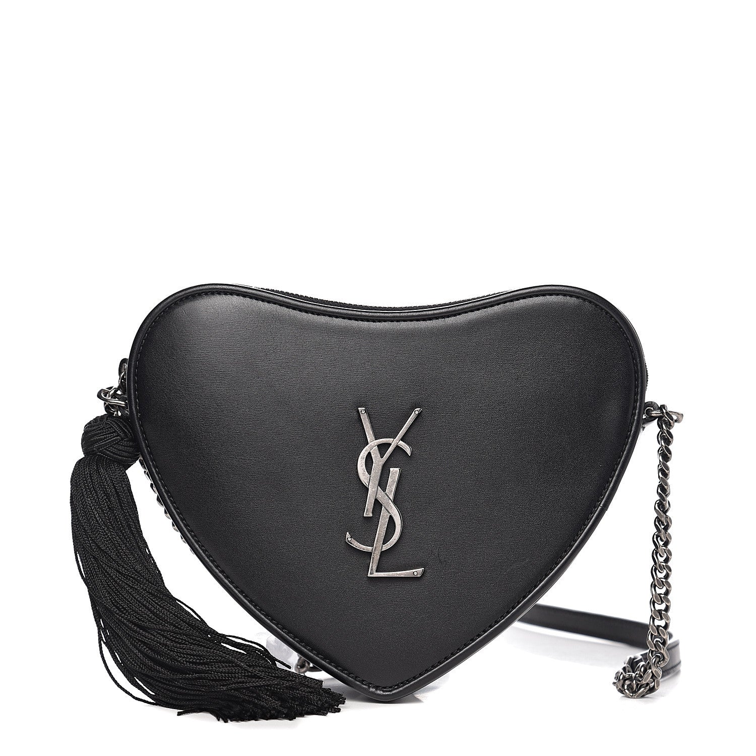 Saint Laurent Calfskin Heart Monogram Crossbody Black 1 of 7