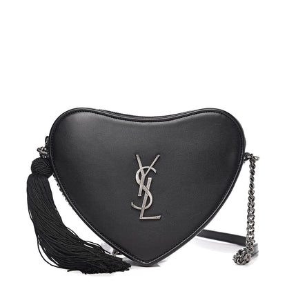 Saint Laurent Calfskin Heart Monogram Crossbody Black 1 of 7