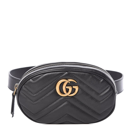 Gucci Calfskin Matelasse GG Marmont Belt Bag 95 38 Black 1 of 9