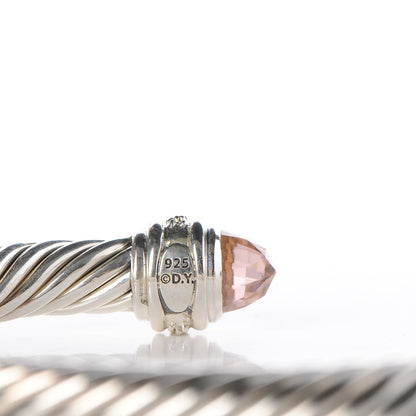 David Yurman Sterling Silver Diamond Morganite 7mm Cable Classics Bracelet 4 of 5