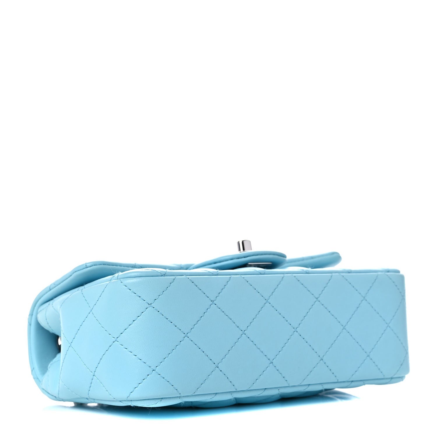 Chanel Lambskin Quilted Mini Rectangular Flap Neon Blue 4 of 10