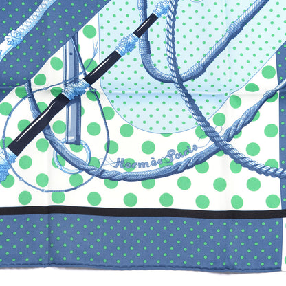 Hermes Silk Clic Clac A Pois Pocket Square Scarf 2 of 4
