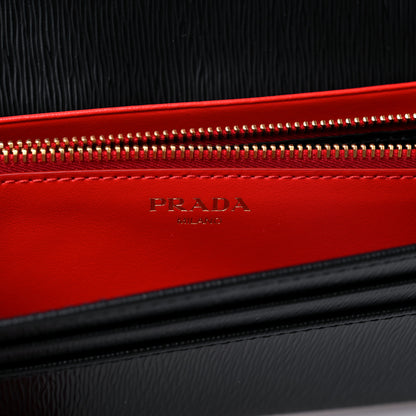 Prada Vitello Move Bi-Color Continental Flap Travel Wallet Black Lacca 7 of 10