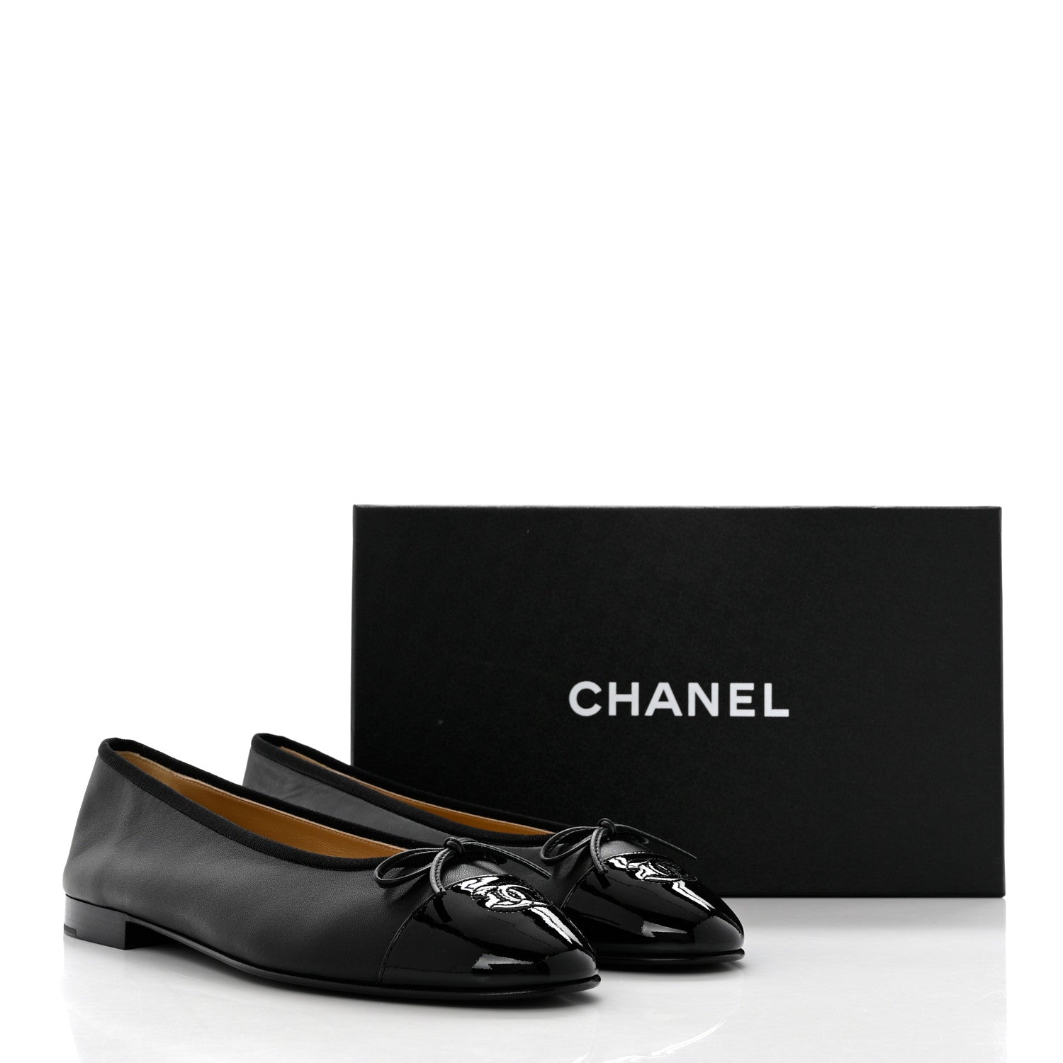 Chanel Lambskin Patent Cap Toe Ballerina Flats 41 Black 9 of 9